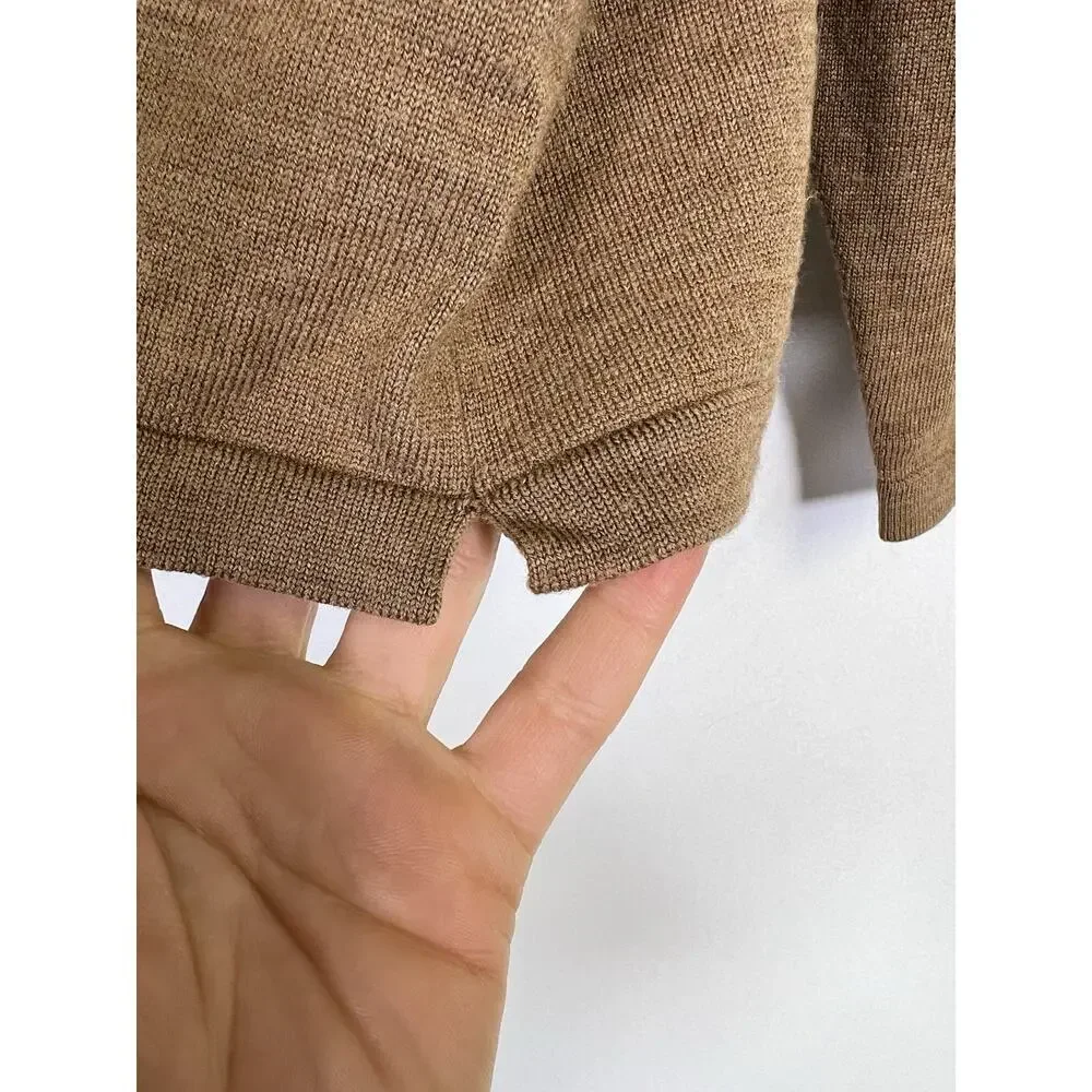 VTG Faconnable Sweater Mens L Merino Wool V Neck Pullover Brown Preppy‎
